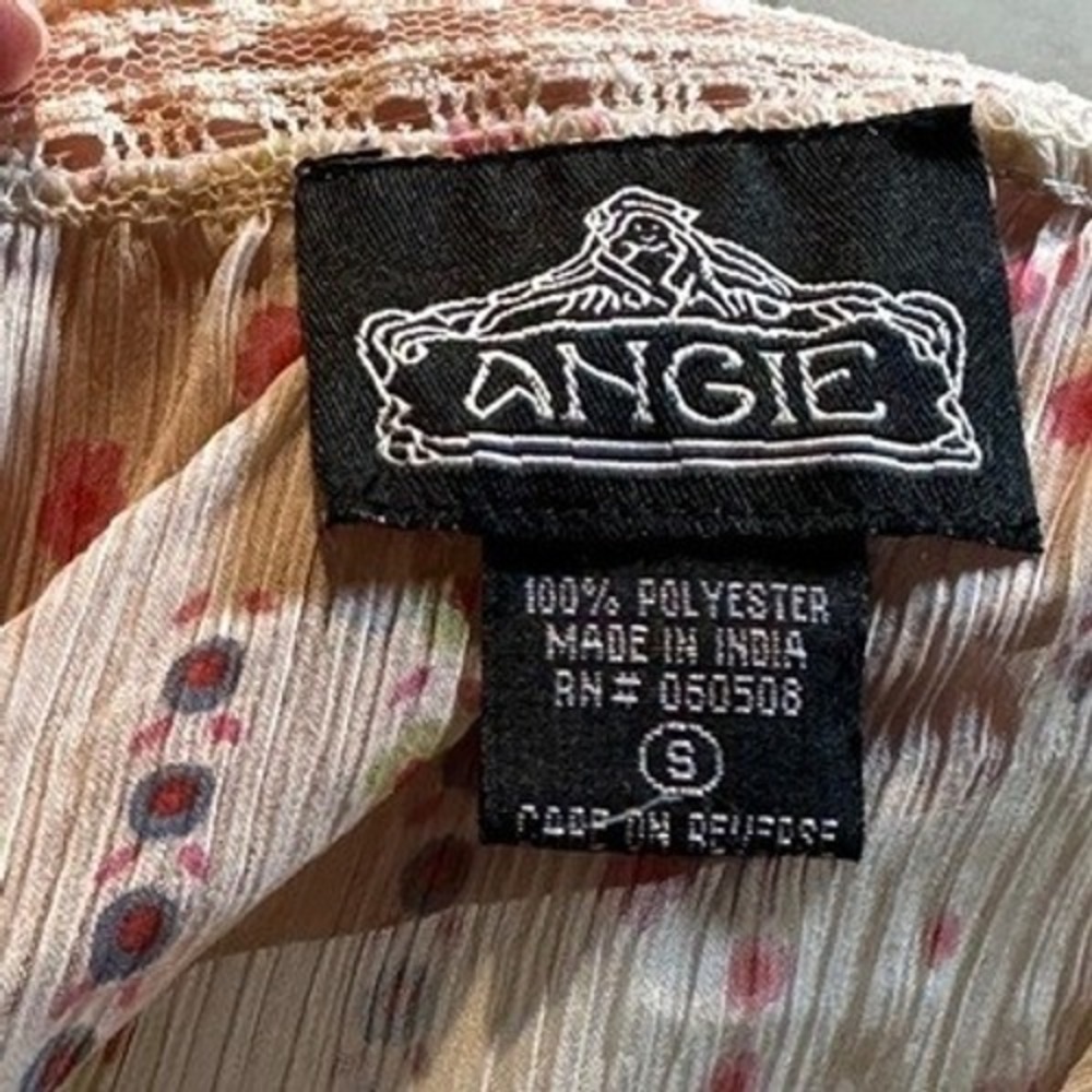 Floral Paisley Boho Flutter Sleeve Top Pink Crochet Lace Romantic Angie Small - Picture 4 of 4